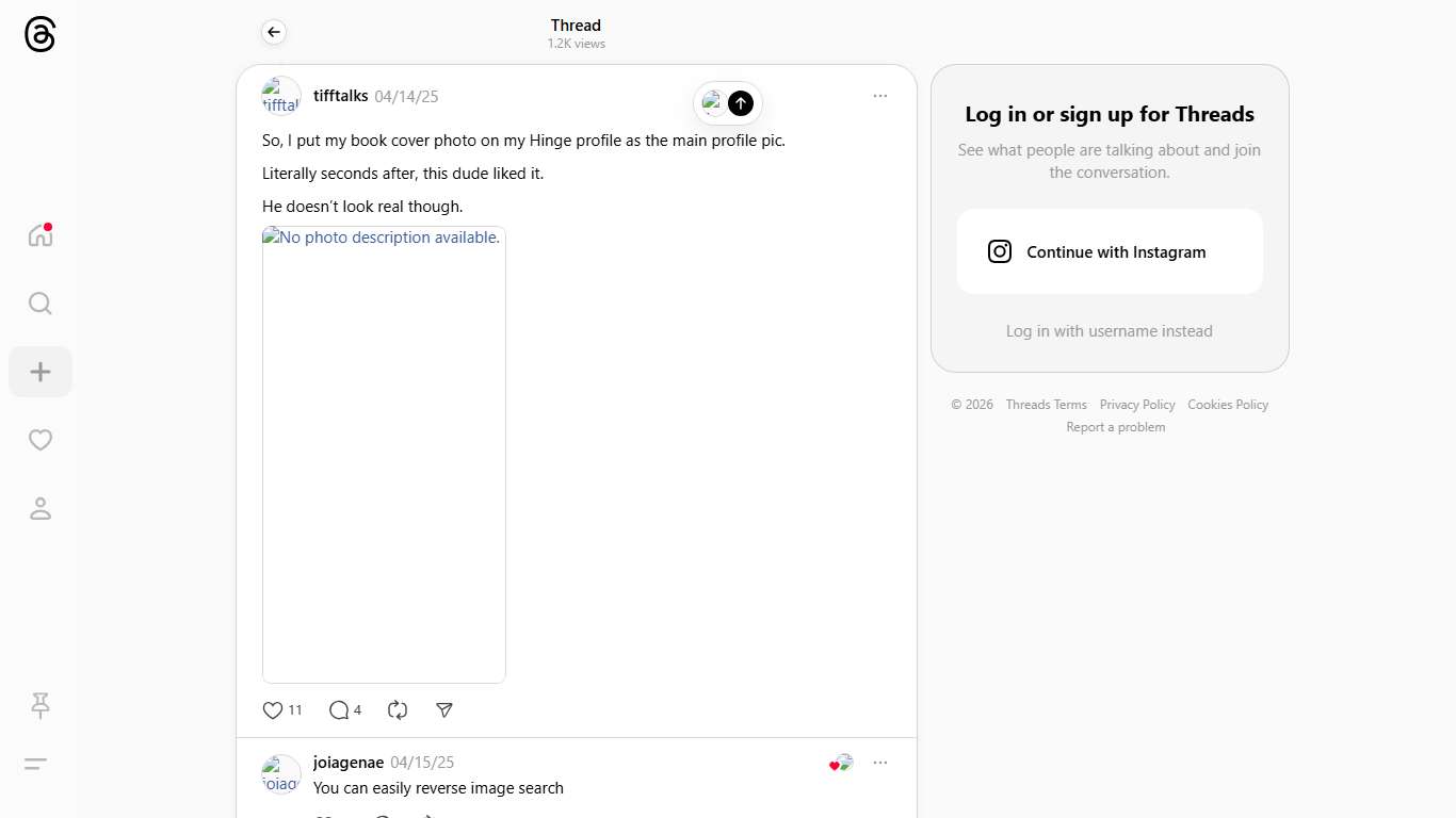 So, I put my book cover photo on my Hinge profile as the main profile pic. Literally seconds after, this dude liked it. He doesn’t look real though.